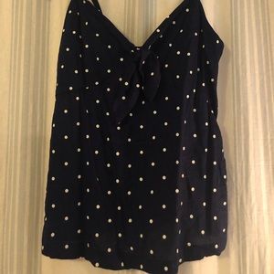Old Navy strappy tank-size large-great condition-navy blue with polka dots
